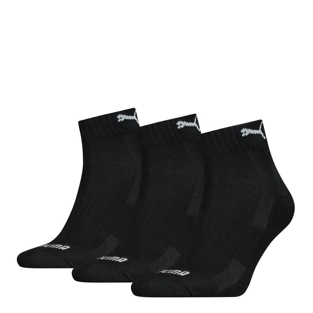 PUMA Cushioned Quartersokken Unisex 3-Pack Zwart
