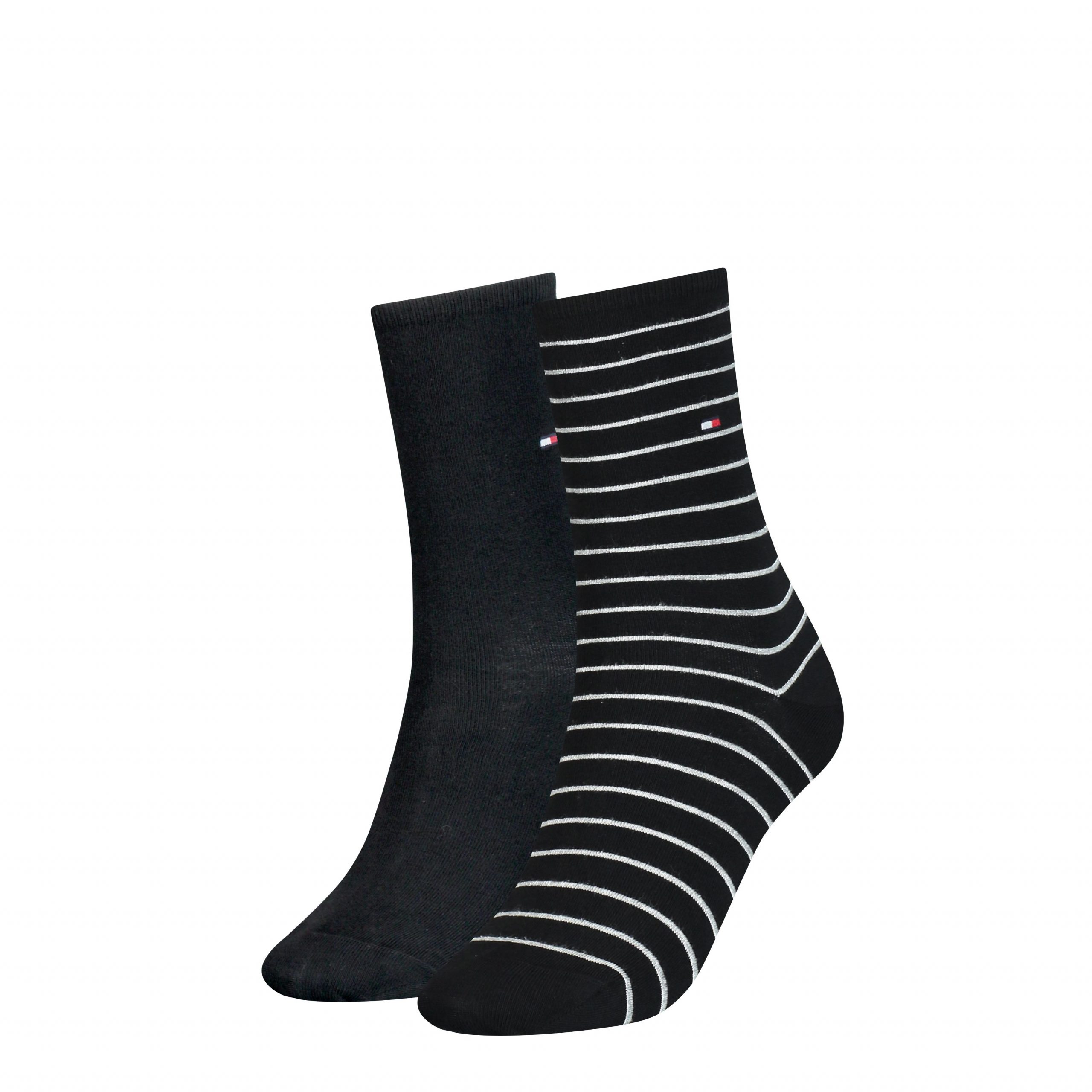 Tommy Hilfiger Damessokken Small Stripe 2-Pack Zwart