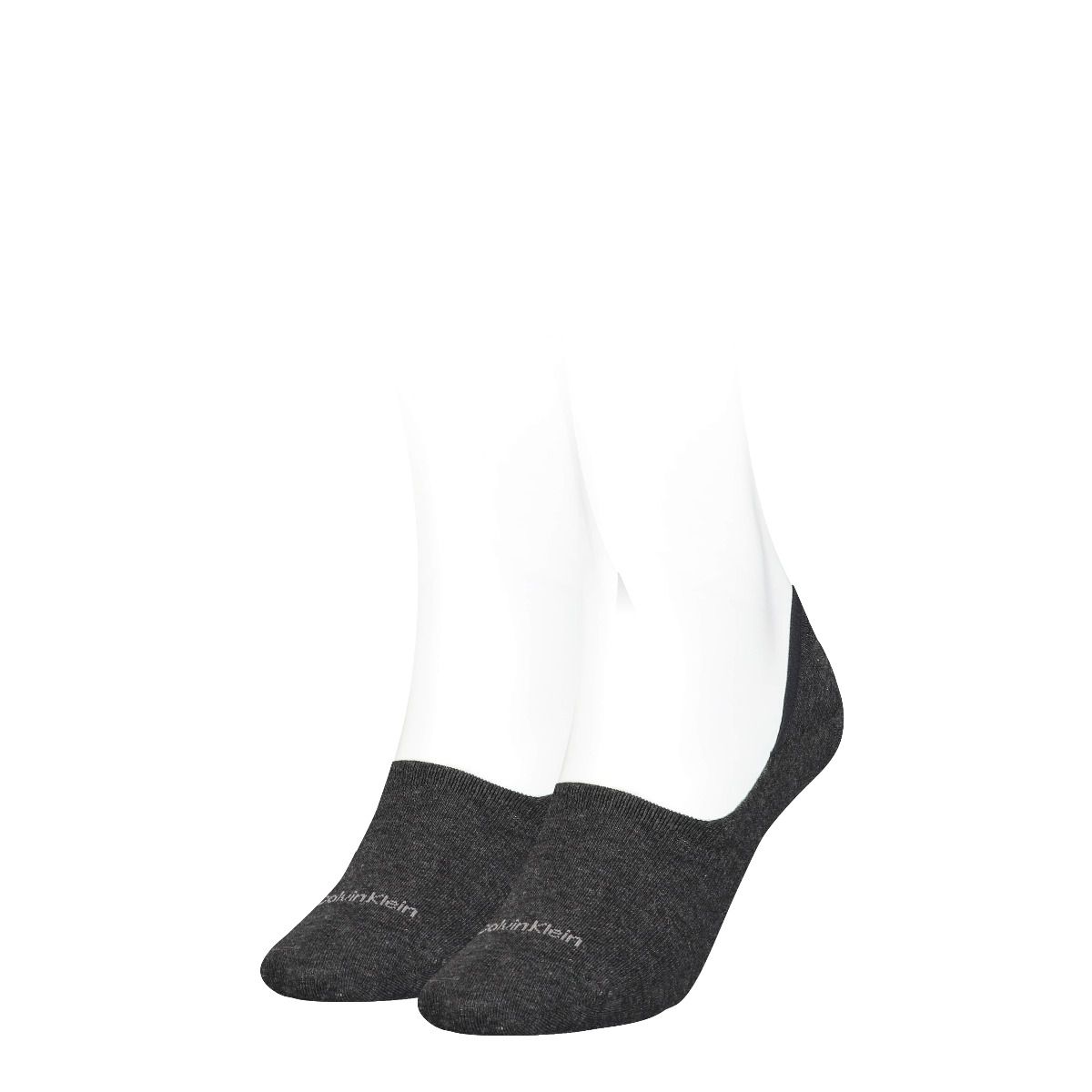 Calvin Klein Dames Footies Mid Cut 2-Pack Dark Grey Melange