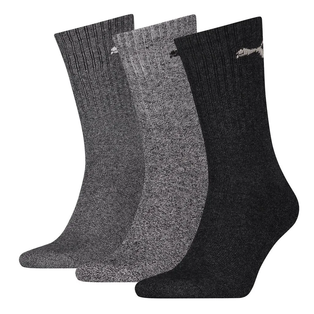PUMA Unisex Sportsokken 3-Pack Antraciet Melange