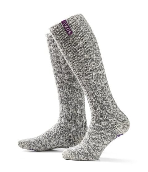 SOXS Dames Huissokken Antislip Mystical Purple Kniekous Grey