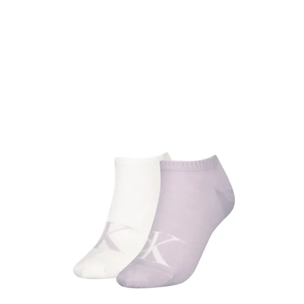 Calvin Klein Jeans Dames Sneakersokken 2-Pack Monogram Lilac / White