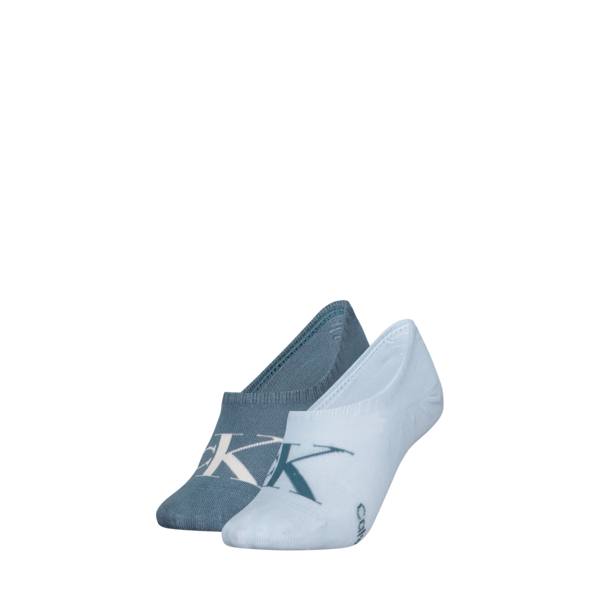 Calvin Klein Jeans Dames Footies 2-Pack Monogram Blue Combo