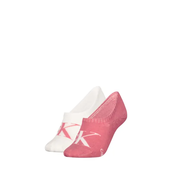 Calvin Klein Jeans Dames Footies 2-Pack Monogram Rose Pink / White