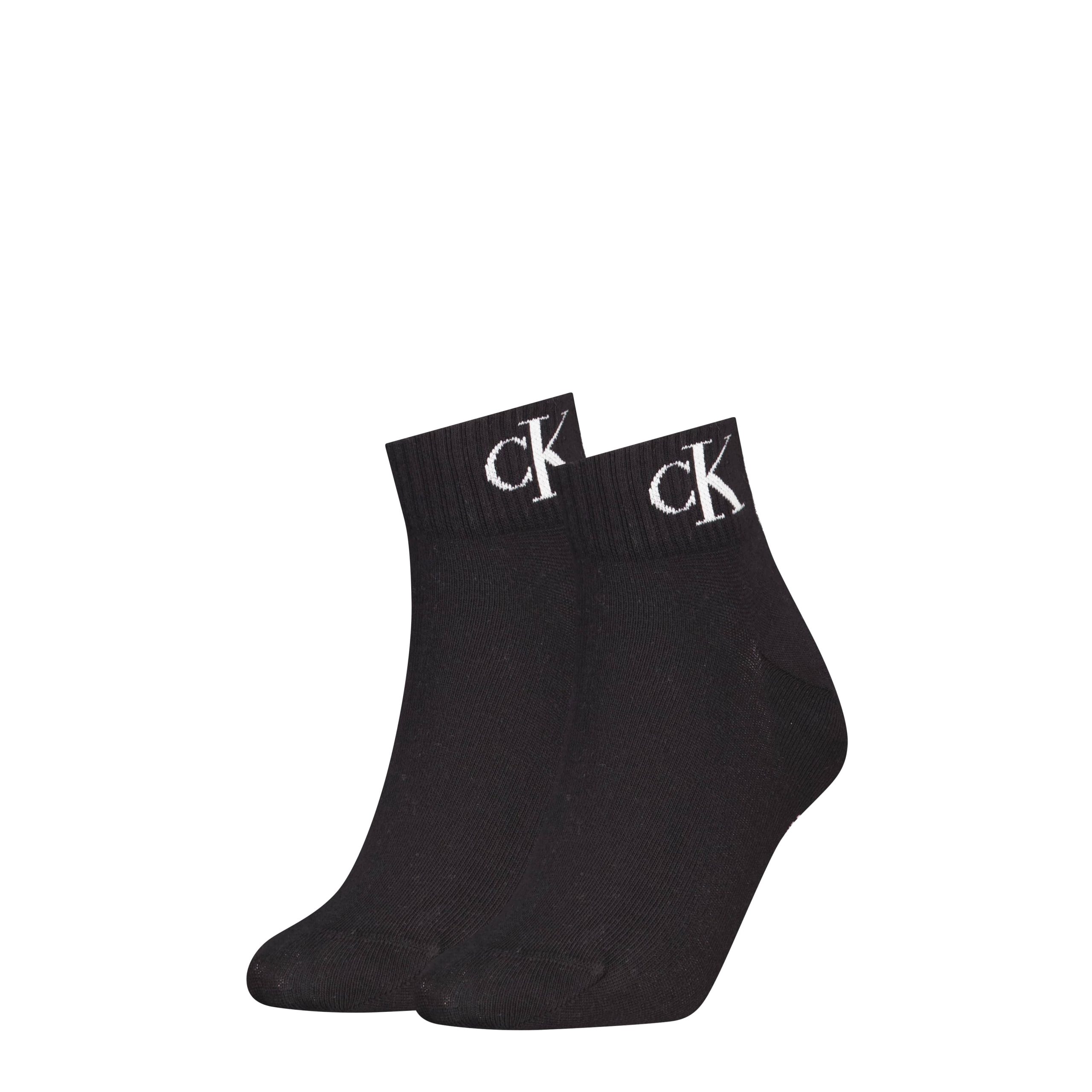 Calvin Klein Jeans Dames Quartersokken 2-Pack Monogram Zwart