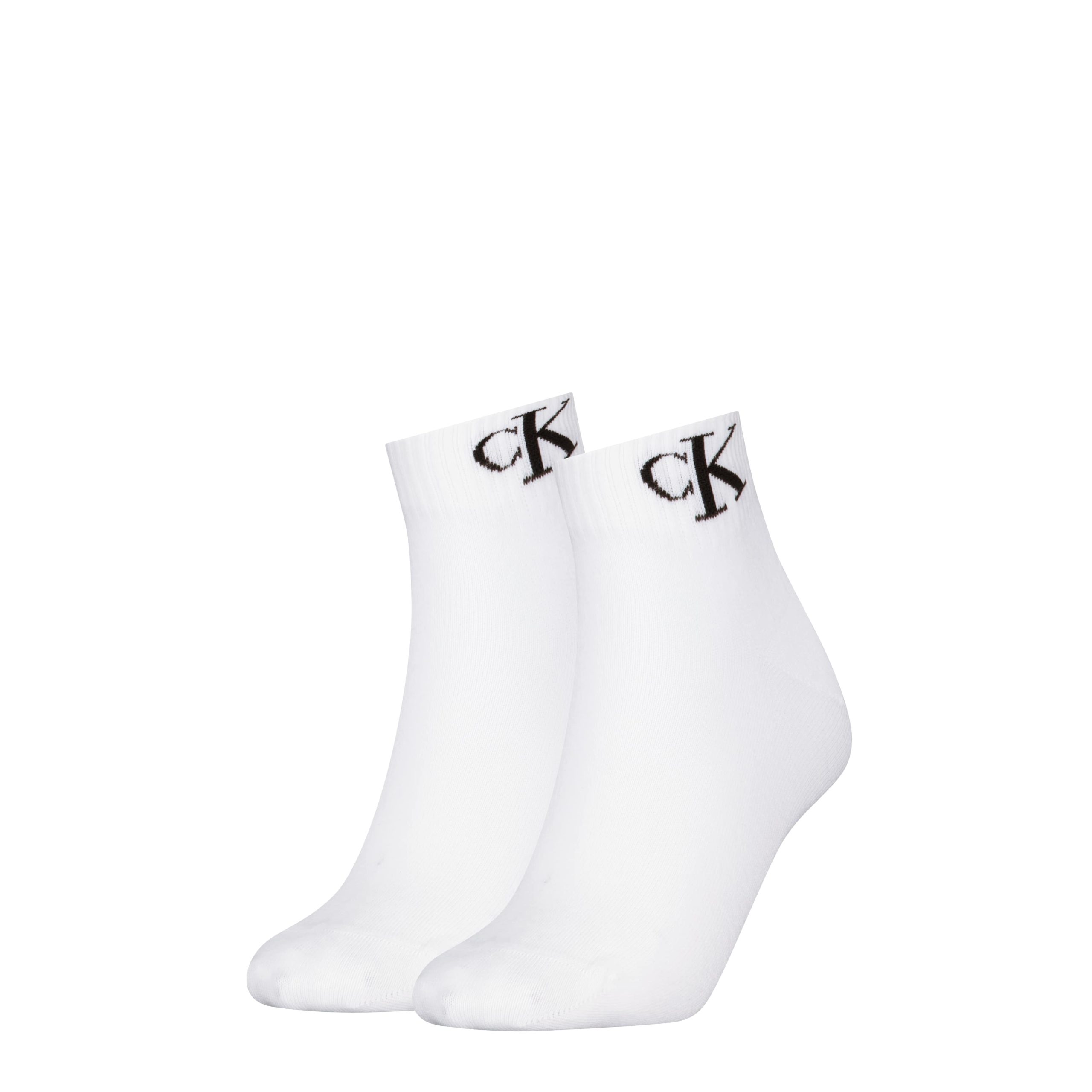 Calvin Klein Jeans Dames Quartersokken 2-Pack Monogram Wit