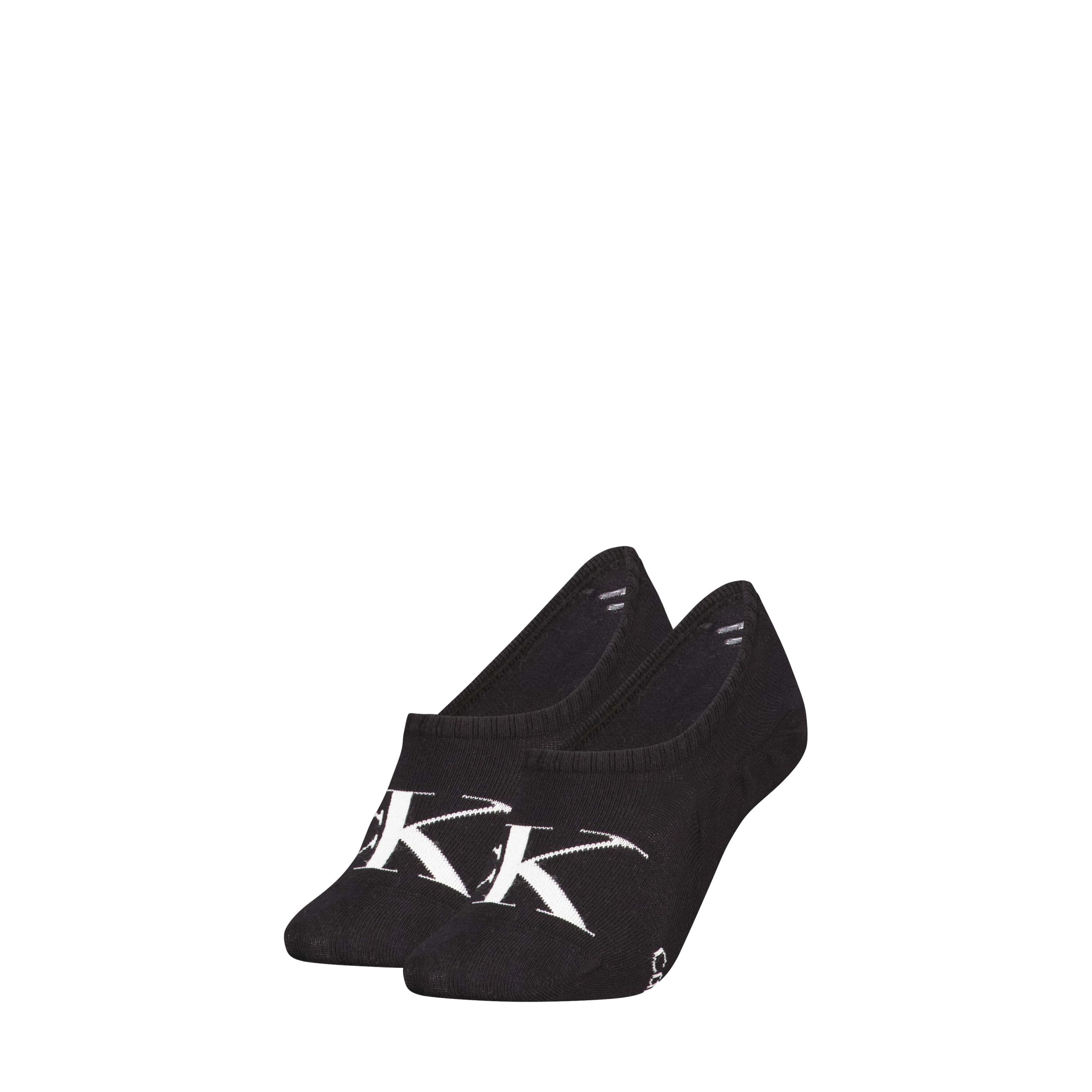 Calvin Klein Jeans Dames Footies 2-Pack Monogram Zwart
