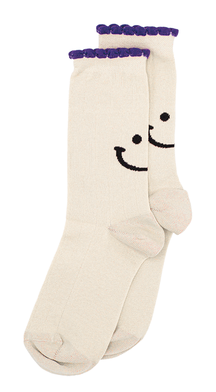 Alfredo Gonzales Damessokken Ruffle Smiley Wit