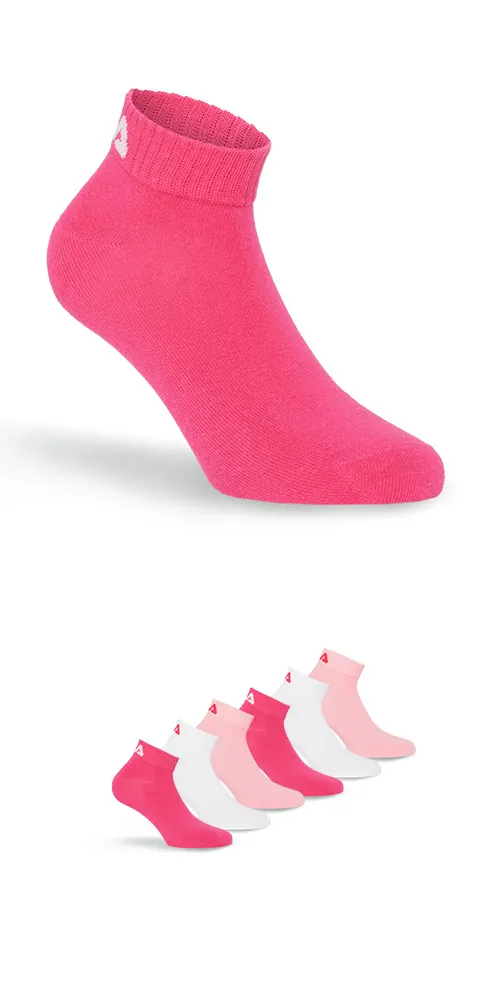 FILA Unisex Quartersokken Text Logo 3-Pack Pink Panther