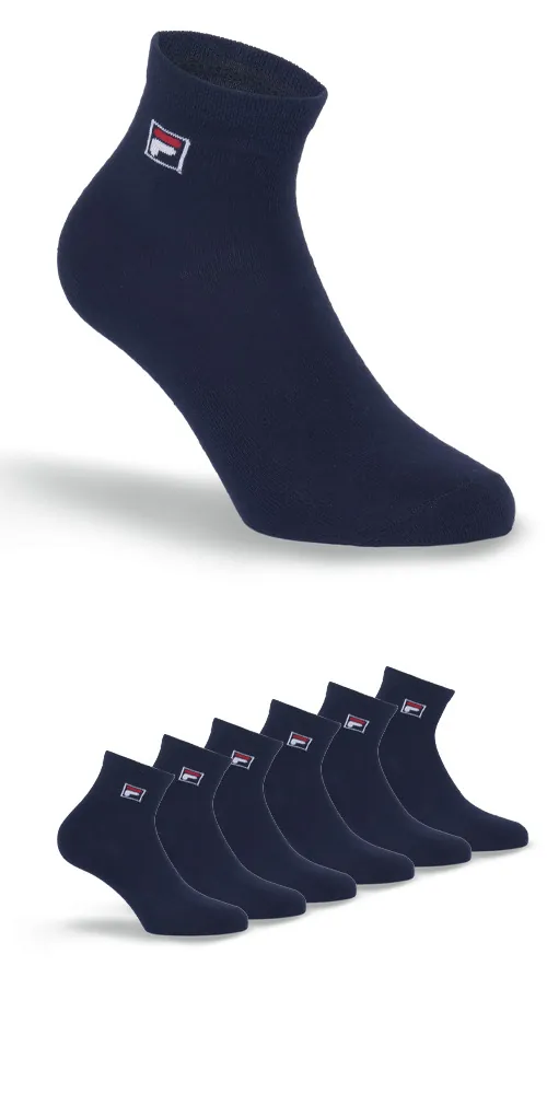 FILA Unisex Quartersokken Text Logo 3-Pack Dark Navy