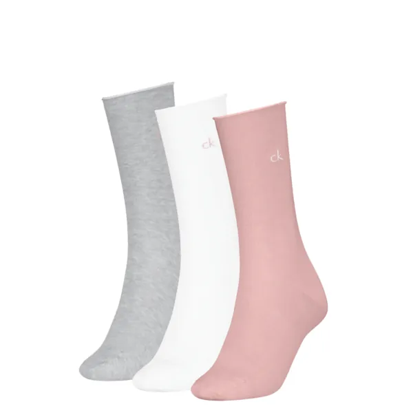 Calvin Klein Damessokken Classic Rolltop 3-Pack Pink