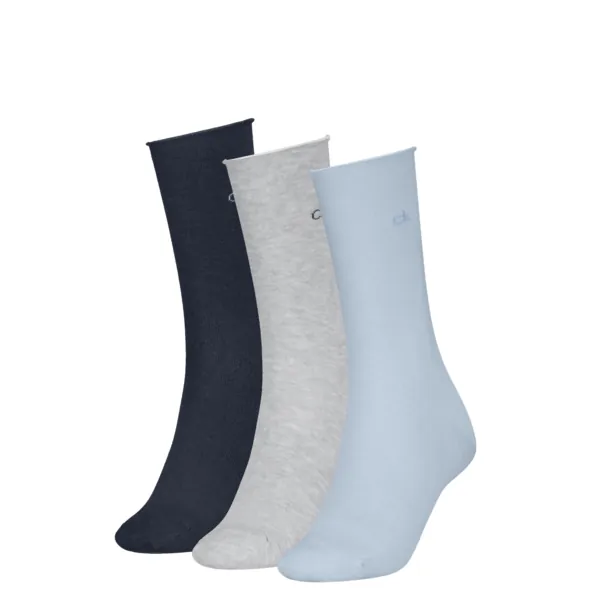 Calvin Klein Damessokken Classic Rolltop 3-Pack Light Blue