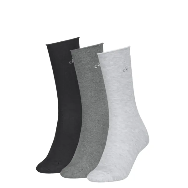 Calvin Klein Damessokken Classic Rolltop 3-Pack Grey Melange