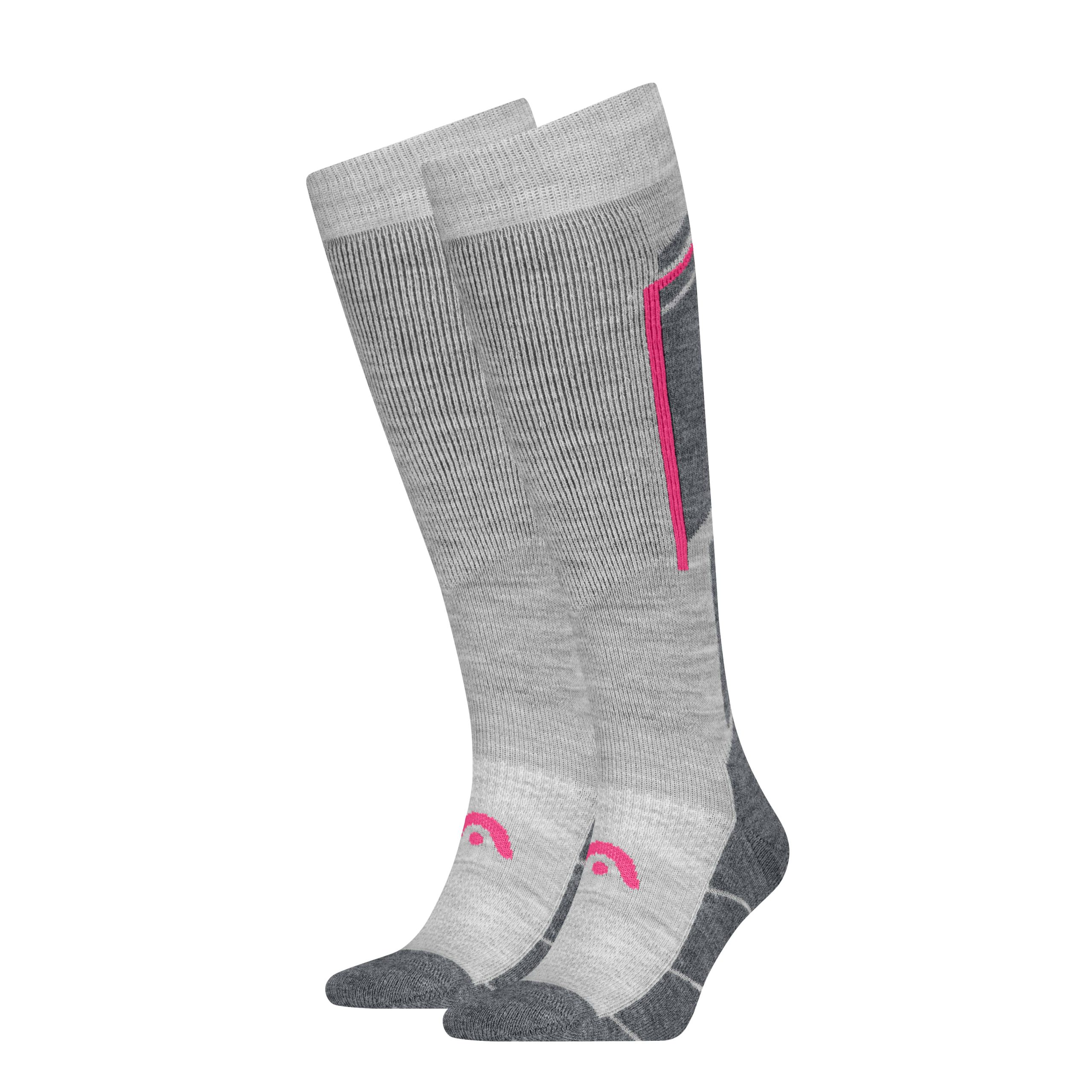 HEAD Skisokken Unisex Beginner Logo 2-Pack Grey / Raspberry
